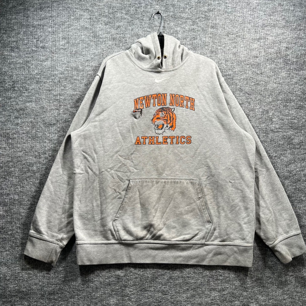 Nike Newton North Athletics Hoodie Gray XL Graphic Tiger Pullover